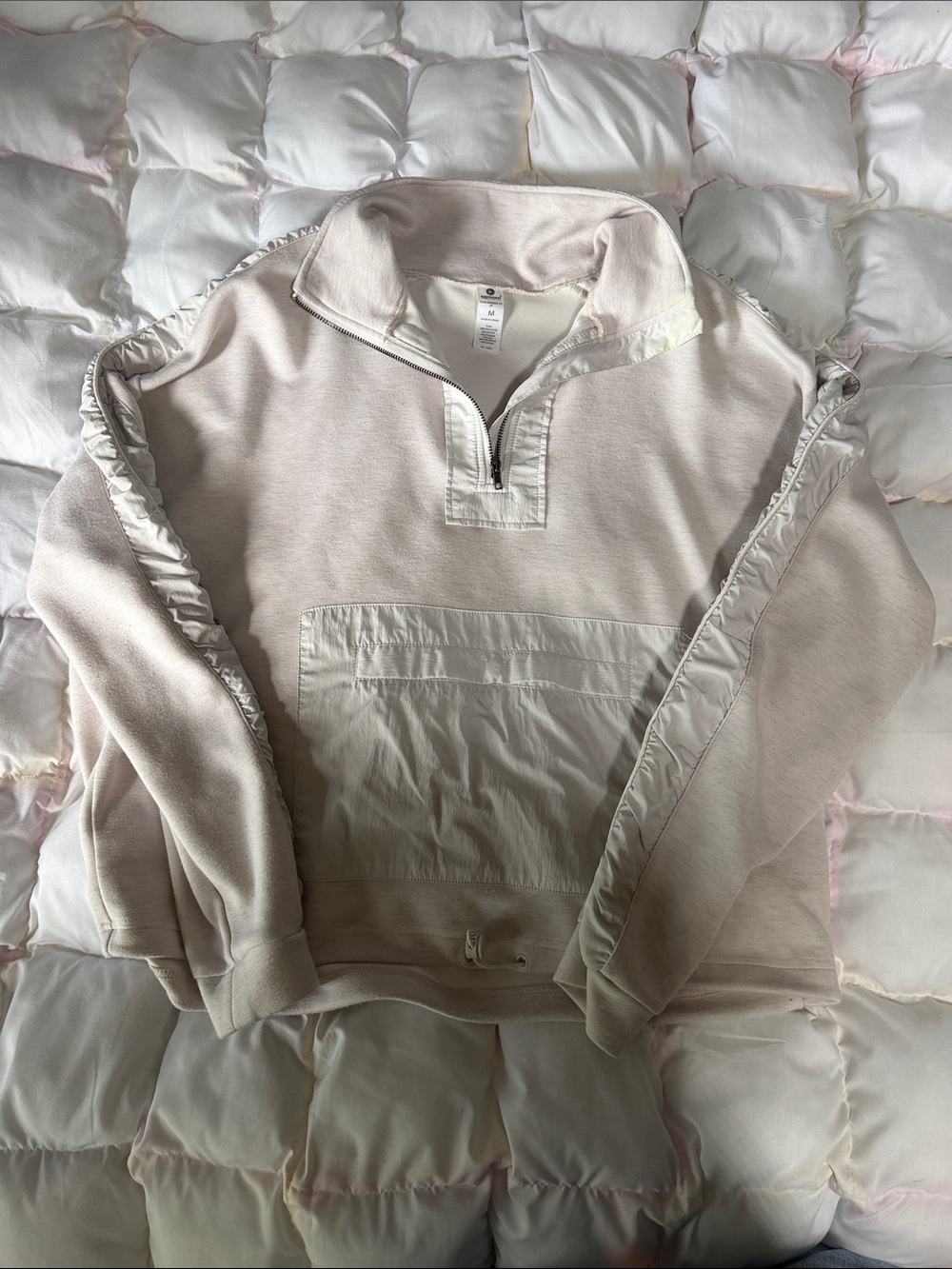 90 Degree By Reflex Beige Half-Zip Pullover Jacket